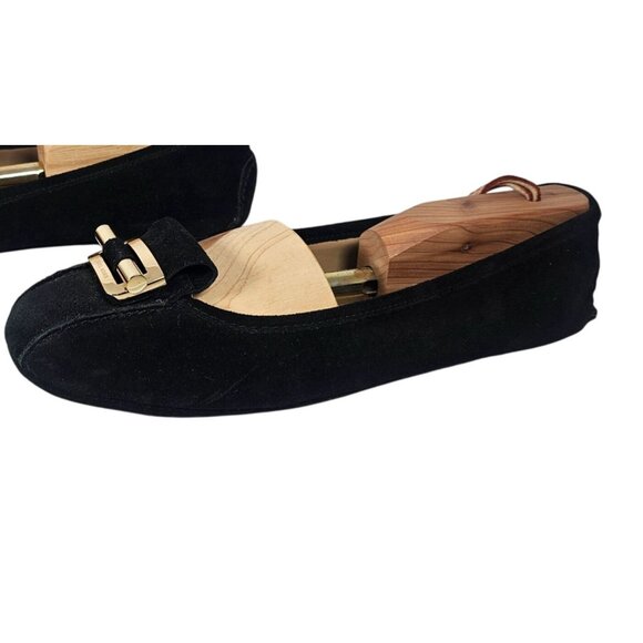 Michael Kors Woman's Black Suede Ballet Flats Minimalist 10M Classic Chic Flaw - Picture 8 of 16
